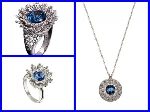 Carrera y Carrera Madrid - TESOROS DEL IMPERIO Collection - Reina Mini (and Maxi ) Rings and Pendant in White Gold & Blue Topaz