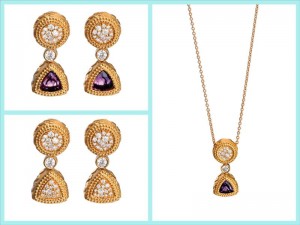 Carrera y Carrera Madrid - TESOROS DEL IMPERIO Collection - Valezquez Yellow Gold Earrings & Pendant with Amethyst and Diamonds