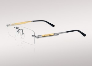 Bulgari Le Gemme (Zephyr Optical Glasant Frame in Silver Titanium with 18kt Yellow Gold Plaque