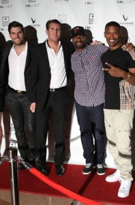 Gideon Kimbrell, Michael Capponi, DJ Irie, Jamie Foxx at InList Launch at The Shelborne, Miami Beach