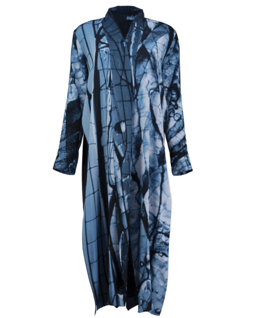 Cristina Sabaiduc Metallic Blue Tucked Robe