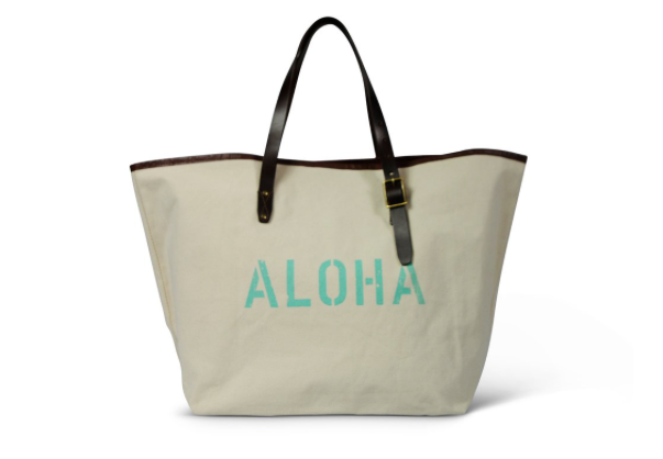 Kempton & Co Aloha Leather And Canvas Tote